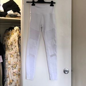 Alo white moto leggings